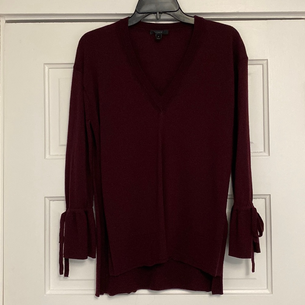 J. Crew Women's V-Neck Sweater in Deep Burgundy